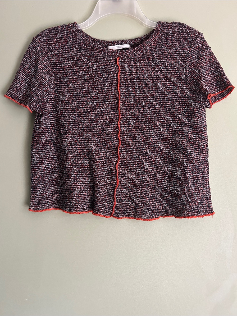 Zara Trafaluc Overstitch Knit Crop Top Size S